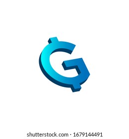letra inicial g logotipo futuro azul