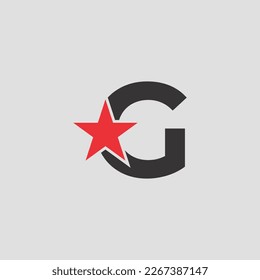 Initial Letter G logo, Red star sign Branding Identity Corporate unusual logo design template