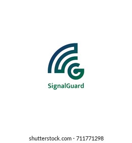 initial letter G logo. signal wave wifi wireless audio concept.