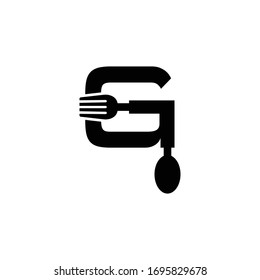 initial letter g logo spoon and fork