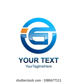 Initial letter G logo template colored blue circle design for business and company identity