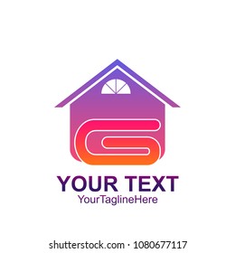 Initial letter G logo template colorfull home design for business and company identity