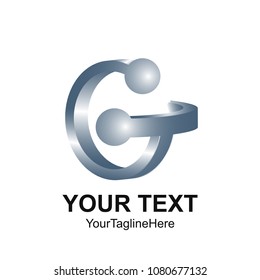 Initial letter G logo template colored grey 3D design for business and company identity