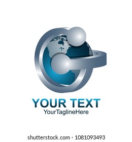 Initial letter G logo template colored blue grey circle design for business and company identity