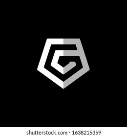 Initial letter G logo template with modern geometric pentagonal prism line art illustration in flat design monogram symbol
