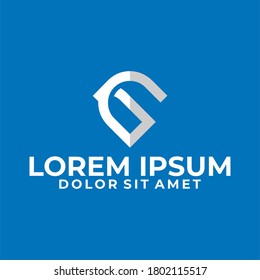 Initial letter G logo template with modern geometric pin locator line art illustration in flat design monogram symbol