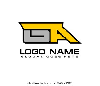 Initial letter G & A logo template vector