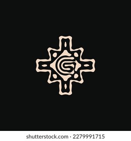 Initial letter G logo. unique tribe ethnic ornament ancient emblem