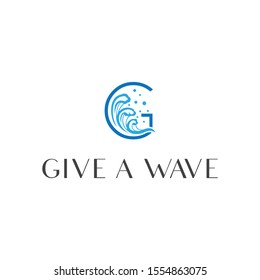 Initial letter g logo with waves line design vector template
