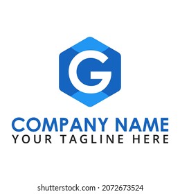 Logo de la letra inicial G. Color blanco y azul. Usable para logotipos de empresas y marcas. Elemento de plantilla de diseño de logotipo de vectores planos.
