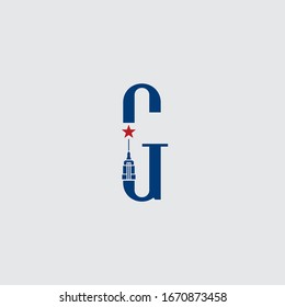 Initial letter G logo.new york city logo design, Empire State Building letter logo