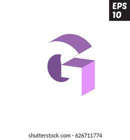 Initial letter G lowercase logo design template block violet purple 