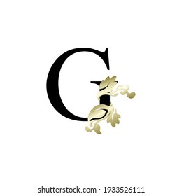 initial letter g luxury overlapping ornament gold color