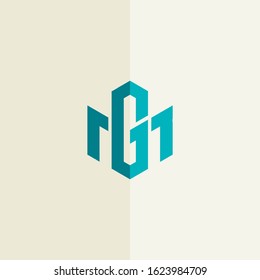Initial letter G and M, M, G minimalist line art hexagon logo