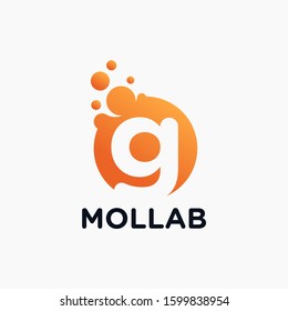 initial Letter G with molecule element. Lab, liquid, atom Design concept. Design Vector with Dots and Bubbles. perfect for technology, digital, software, network and science brand. - vector