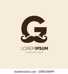 Initial Letter G Mustache Logo Design Vector Icon Graphic Emblem Illustration