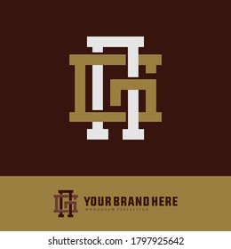 Initial letter G, N, GN or NG overlapping, interlock, monogram logo, white and gold color on brown background