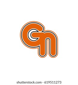 initial letter g and n. gn monogram outline logo