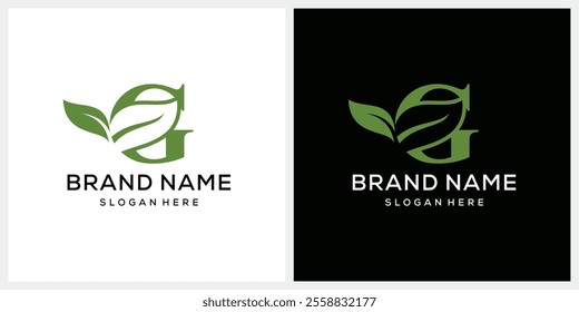 Initial letter G with natural leaf green logo design, for business, medical, health, beauty