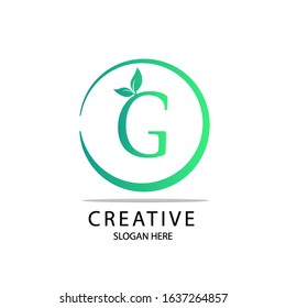 Initial Letter G Nature Leaf Logo For Company