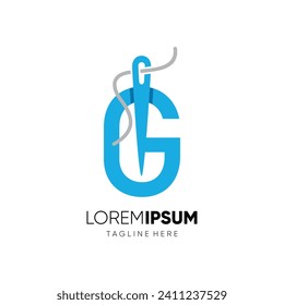 Initial Letter G Needle Logo Design Vector Icon Graphic