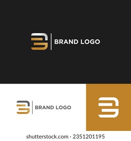 Initial Letter G and number two Linked Logo. Gray and Gold Geometric Style isolated on Double Background. Usable for Business and Branding Logos. Flat Vector Logo Design Template