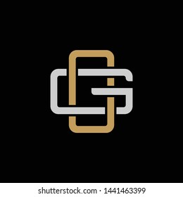 Initial letter G and O, GO, OG, overlapping interlock logo, monogram line art style, silver gold on black background