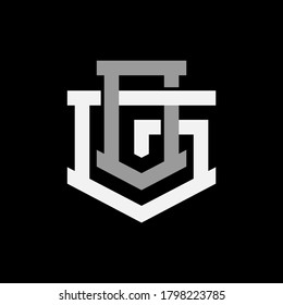 Letra inicial G, O, GO u OG superpuesta, enclavada, logotipo monograma, color blanco y gris sobre fondo negro