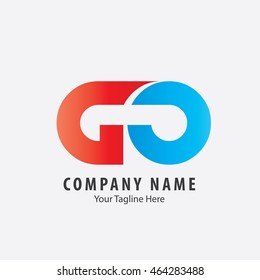 Initial Letter G and O Logo Red Blue