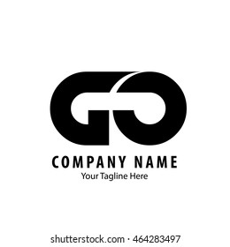 Initial Letter G and O Logo Black