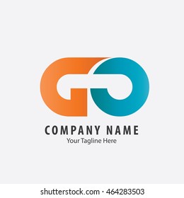 Initial Letter G and O Logo Orange Blue