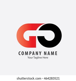 Initial Letter G and O Logo Red Black