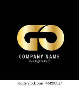Initial Letter G and O Logo Gold