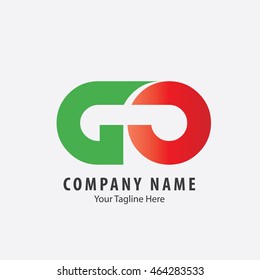 Initial Letter G and O Logo Green Red
