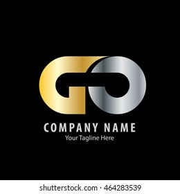 Initial Letter G and O Logo Gold Silver