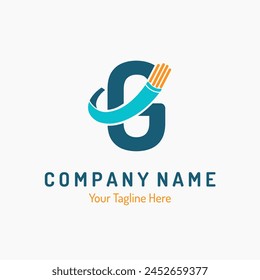 Initial Letter G with Optical Fiber, Electric Wire for Technology Business Logo Idea. Connection, Telecommunication, Cabling Provider Repair Logo Vector