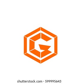 initial letter G orange color logo vector