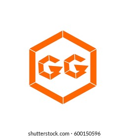 initial letter G orange color logo vector