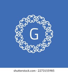 initial letter G ornamental emblem frame circle pattern logo