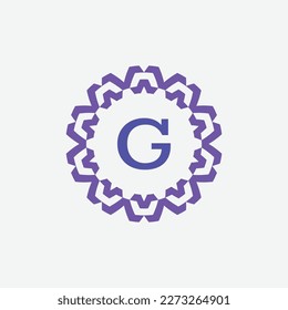 initial letter G ornamental modern circle frame emblem logo