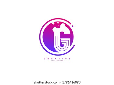 Letra inicial G Superposición Lineal Negrita Negrita Moderno Gradiente Dots Círculo Logotipo