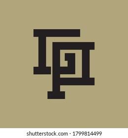 Anfangsbuchstaben G, P, GP oder PG-Überlappung, Interlock, Monogramm-Logo, schwarze Farbe auf Cremehintergrund