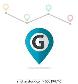 Initial Letter G With Pin Location Logo on Maps