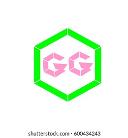 initial letter G pink color logo vector