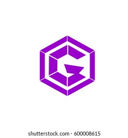 initial letter G purple color logo vector