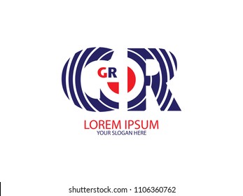Initial Letter G and R circle line red and blue color Design Logo Vector Graphic Branding Letter Element.