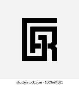 Initial letter G, R, GR or RG overlapping, interlock, monogram logo, black color on white background