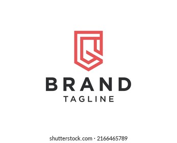 Initial Letter G Red with Line Icon inside. Flat Vector Logo Design Template Element.
