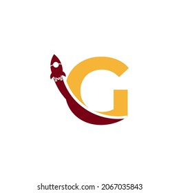 Initial Letter G with Rocket Logo Icon Symbol. Good for Company, Travel, Start up and Logistic Logos
