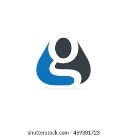 Initial Letter G Rounded Triangle People Logo Blue Black